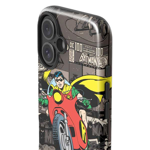 DC Comics Robin Vintage Action pose pattern iPhone 16 Plus Impact Case